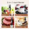 MegaWise Blender Handheld 12-Speed Stainless Steel Electric Hand Blender, 5 in 1 Immersion Handheld Blender，Titanium Blades Hand Blender, Milk Frother Wand,with 600ml Whisk Beaker and Chopper (black)