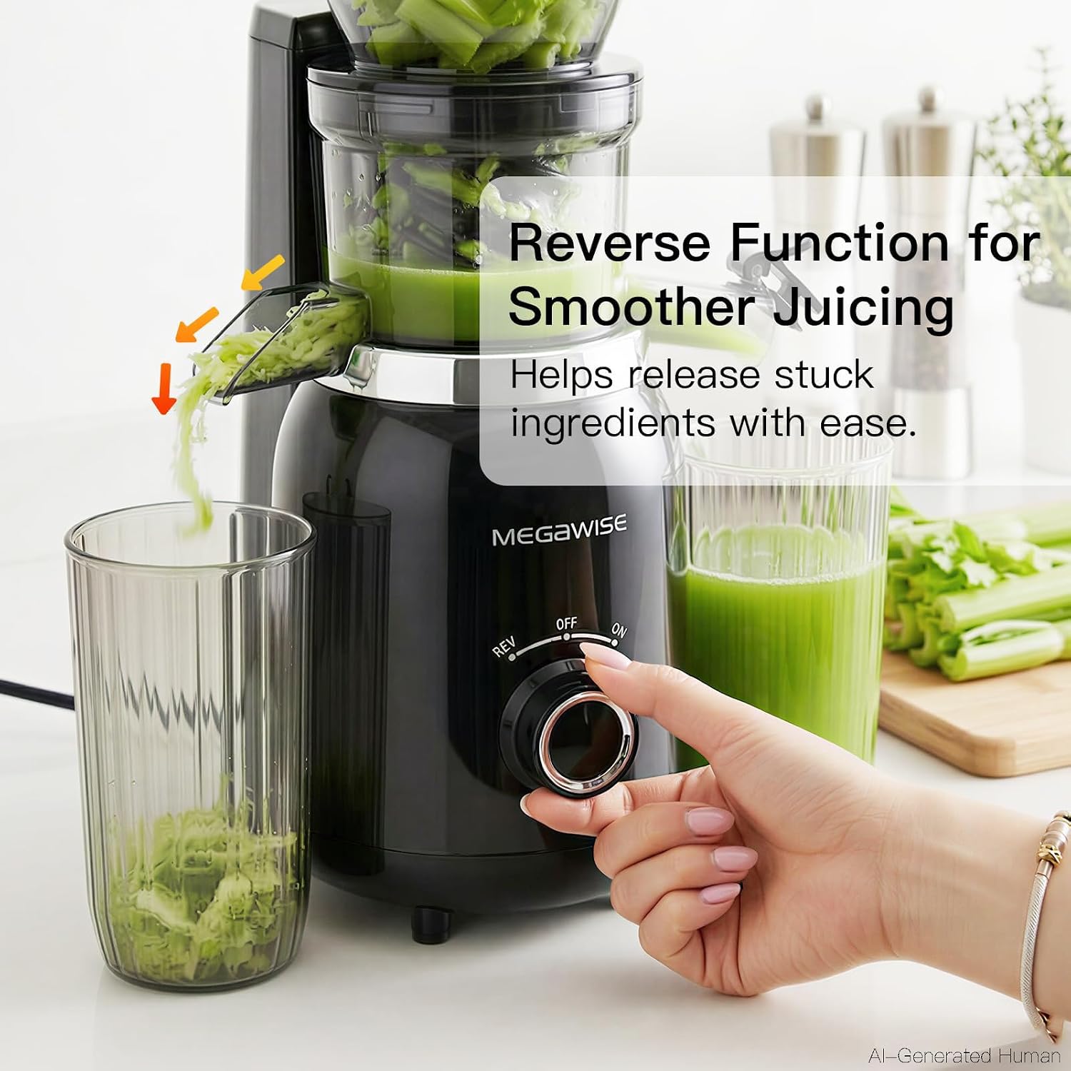 MEGAWISE Slow Masticating Juicer, Cold Press Juicer for Fruits & Vegetables
