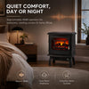 MEGAWISE Freestanding Electric Fireplace Stove Heater, 3D Realistic Flame Effect Space Heater with Overheat Safety Protection, for Indoor Home Bedroom Office Living Room, Black