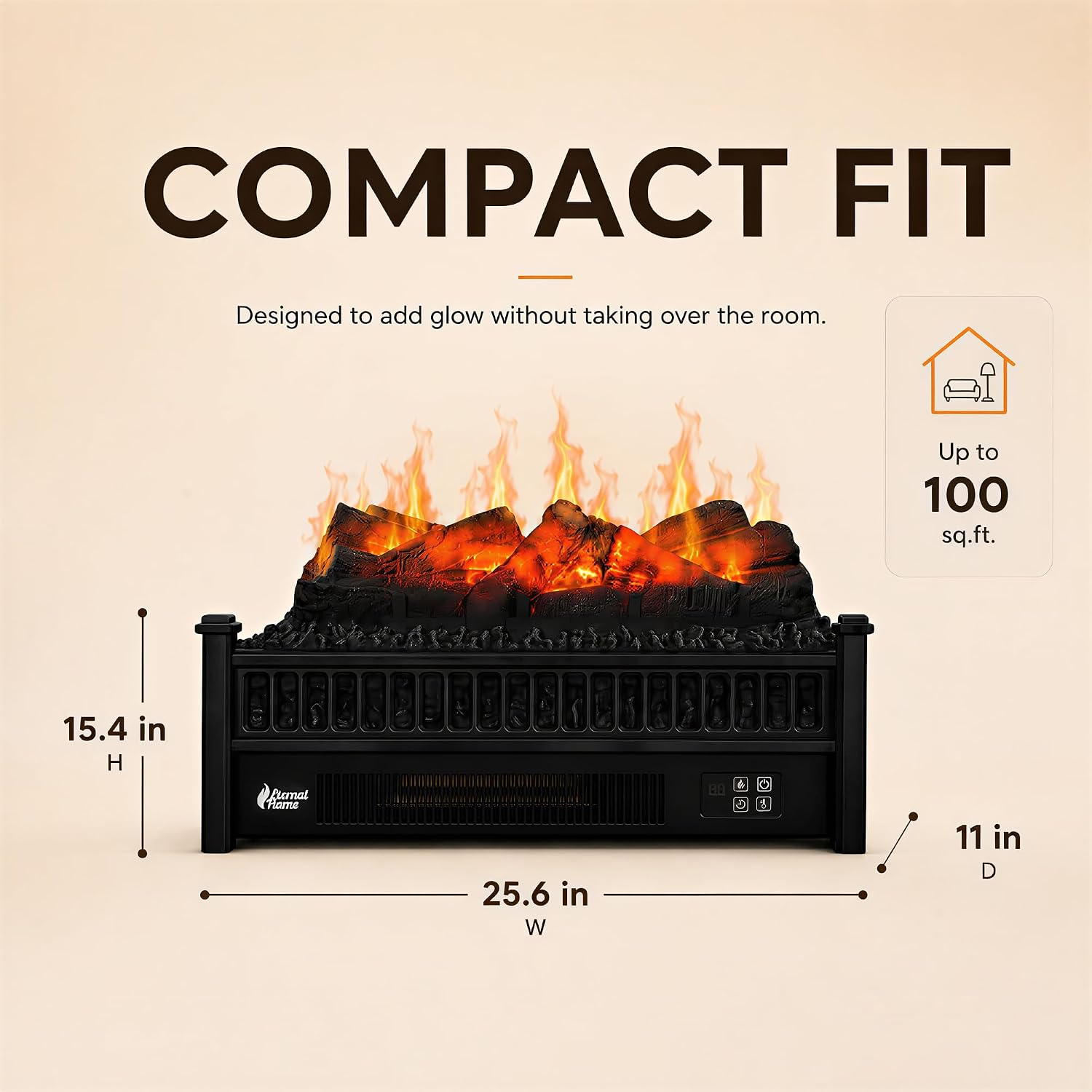 MEGAWISE Electric Fireplace Heater, Freestanding, 1400W with Remote & Timer