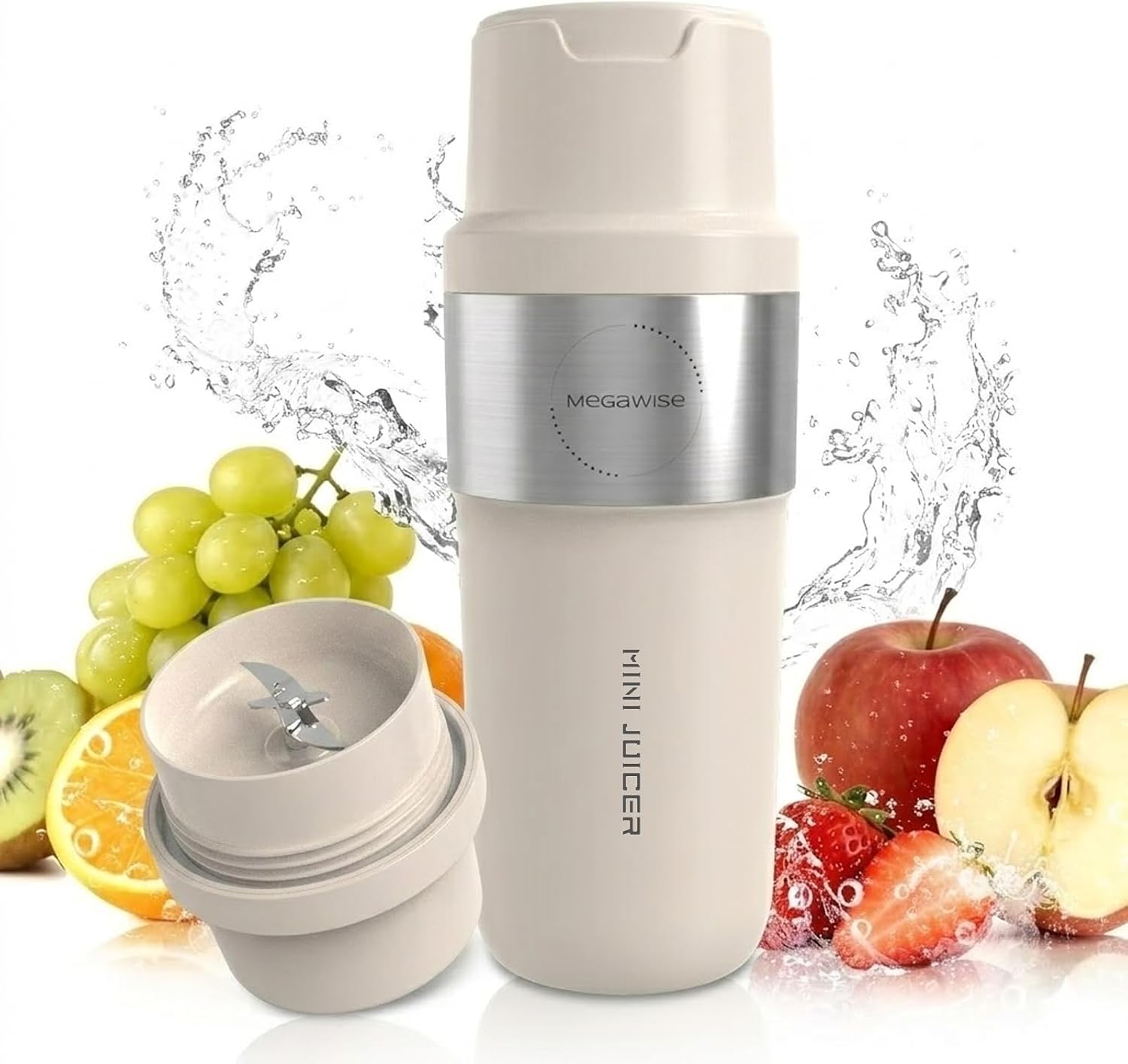 MEGAWISE Rechargeable Portable Blender with Sports Lid for Smoothie & Juice