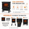 MEGAWISE Freestanding Electric Fireplace Stove Heater, 3D Realistic Flame Effect Space Heater with Overheat Safety Protection, for Indoor Home Bedroom Office Living Room, Black
