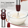MEGAWISE Immersion Hand Blender 3-in-1, 12-Speed Stick Blender with Turbo, Egg Whisk & Milk Frother for Soups, Sauces, Smoothies and Baby Food, Red