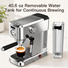 MEGAWISE 20 Bar Espresso Machine with Milk Frother | Compact Stainless Steel Coffee Maker with Steam Wand & Removable Water Tank | Cappuccino & Latte Maker for Home (Silver)