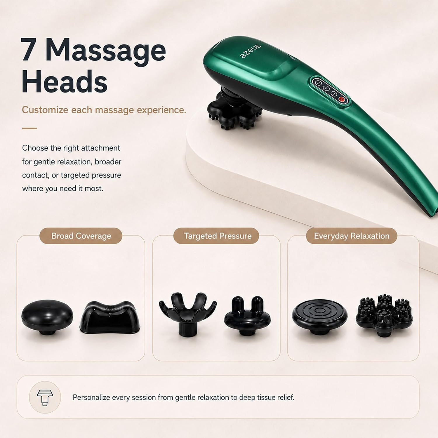 MEGAWISE Cordless Handheld Back Massager, 5 Speeds, Rechargeable
