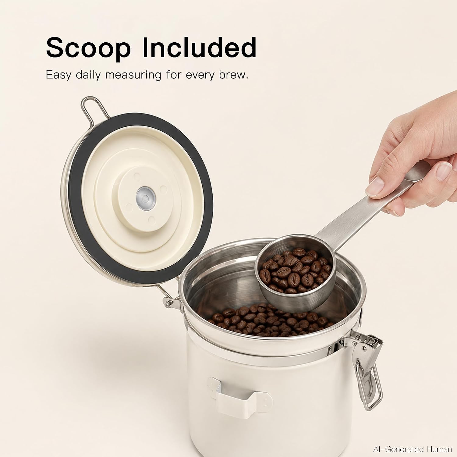 MEGAWISE 1.2L 304 Stainless Steel Coffee Canister with CO2 Valve