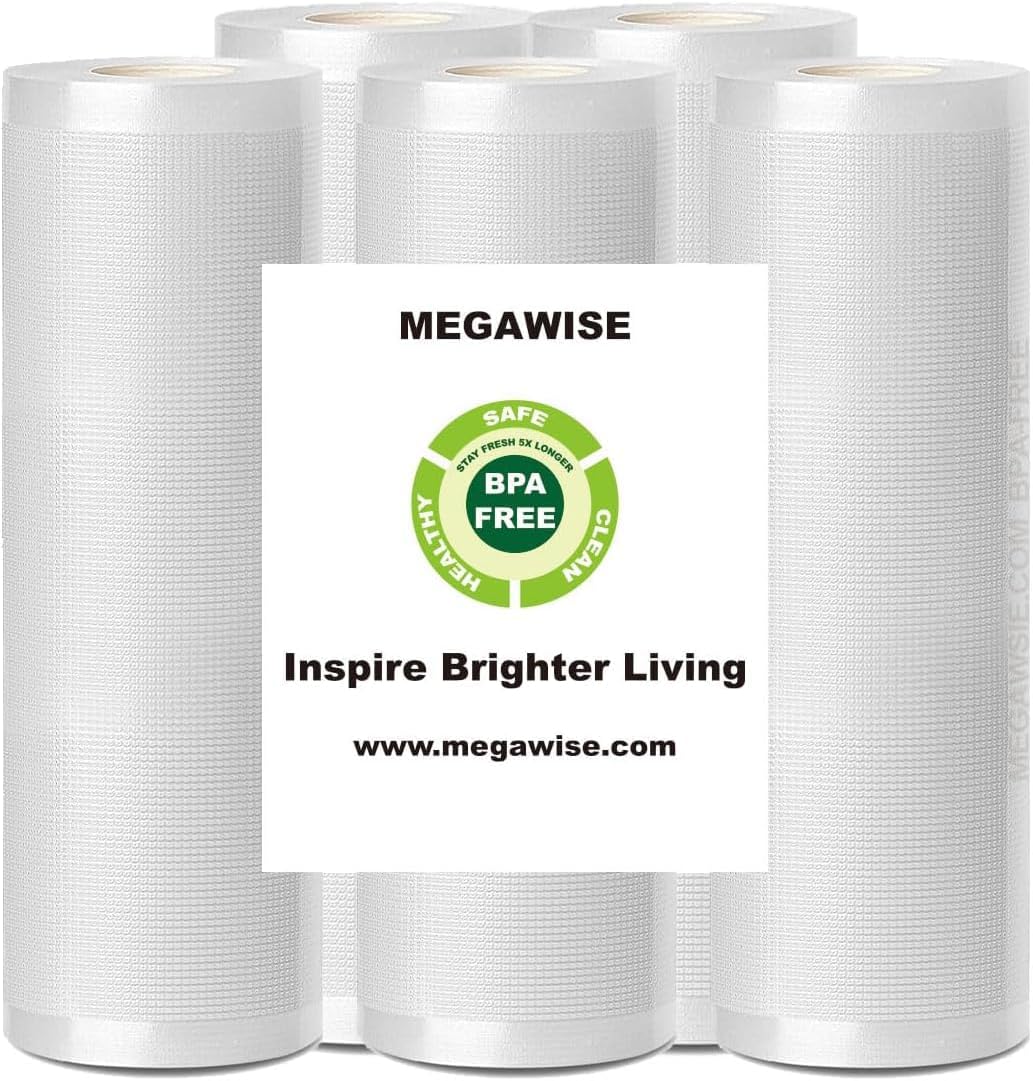 MEGAWISE Vacuum Sealer Rolls, 8 in x 21.6 ft, 5 Pack, BPA-Free