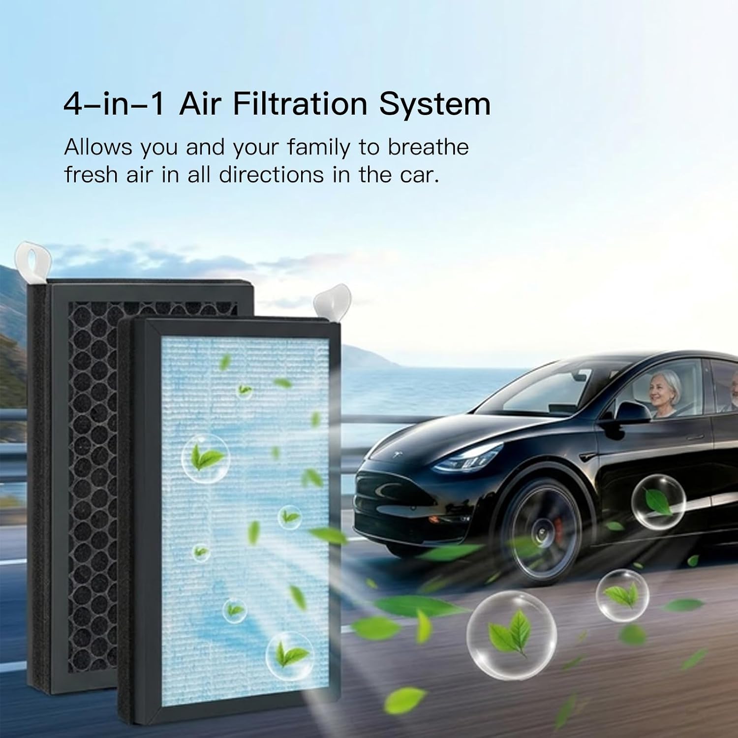 MEGAWISE HEPA Cabin Air Filter for Tesla Model 3 & Model Y (2-Pack), Upgraded Activated Carbon Interior Air Filters, High-Efficiency Replacement for OEM Cabin Filter