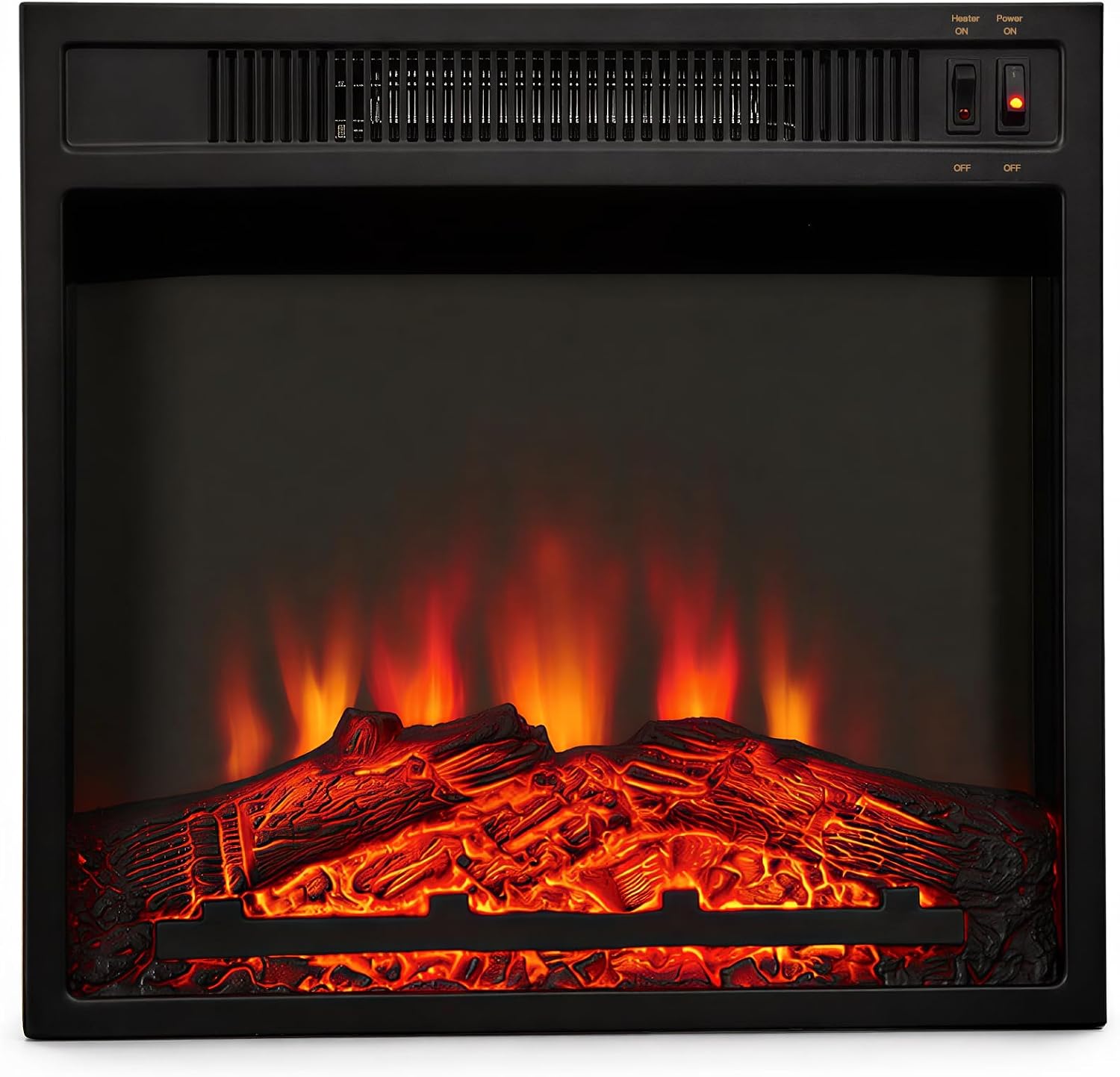 MEGAWISE 18 Inch Electric Fireplace Insert, 1400W Heater, Realistic Flame