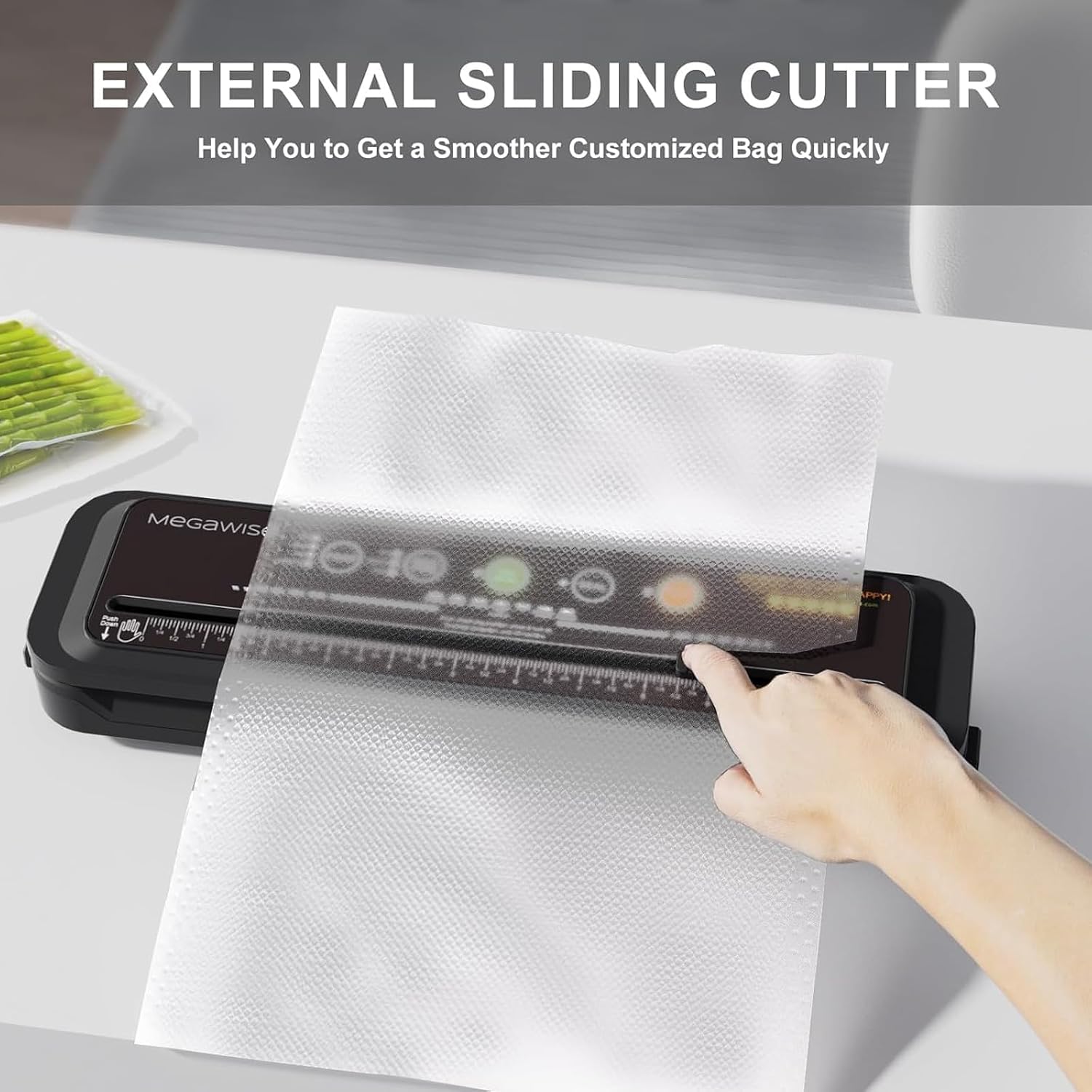 MEGAWISE Vacuum Sealer Machine, 80 kPa, 4 Modes, Built-In Cutter