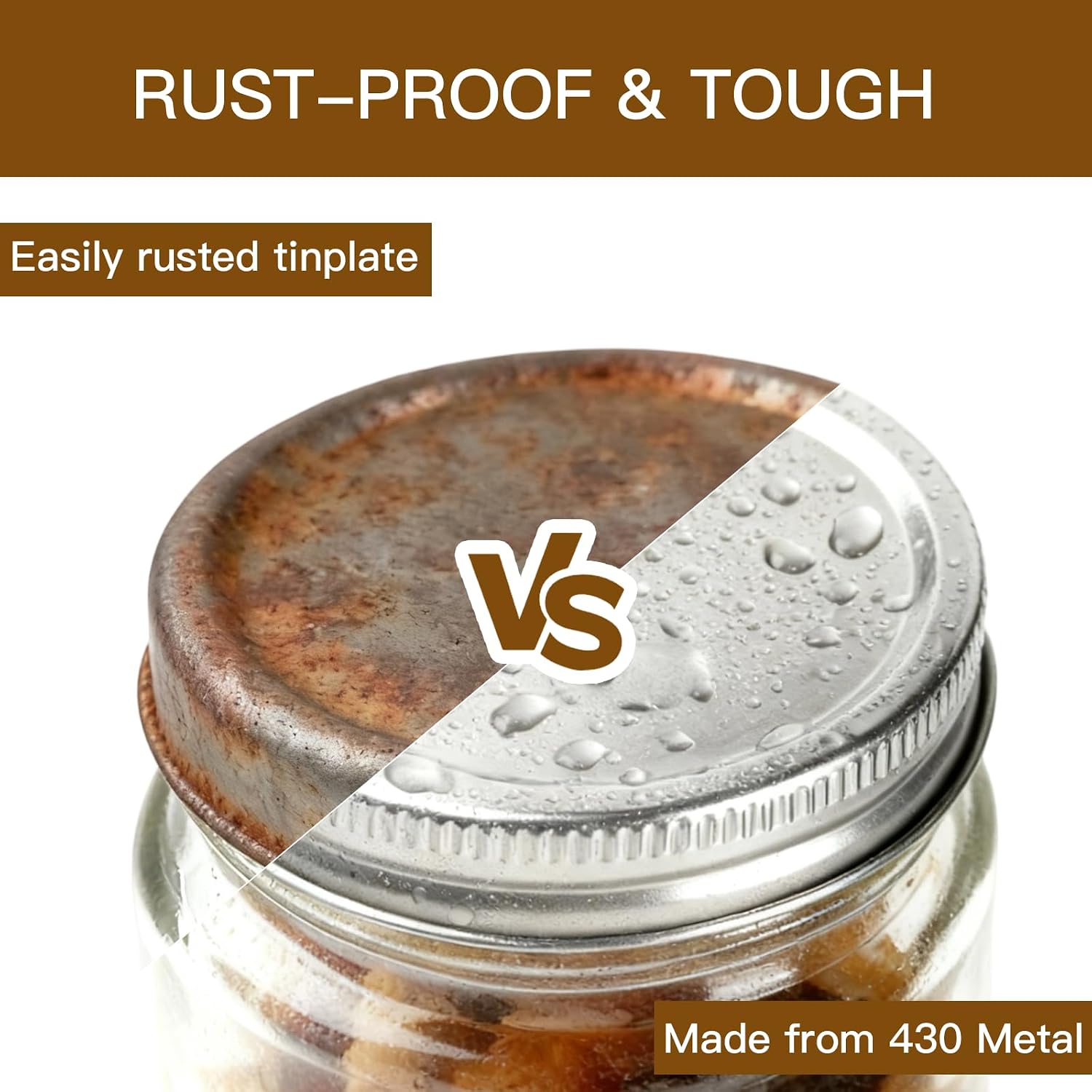 Mason Jar Lids (10Lids + 10Rings (Regular Mouth))