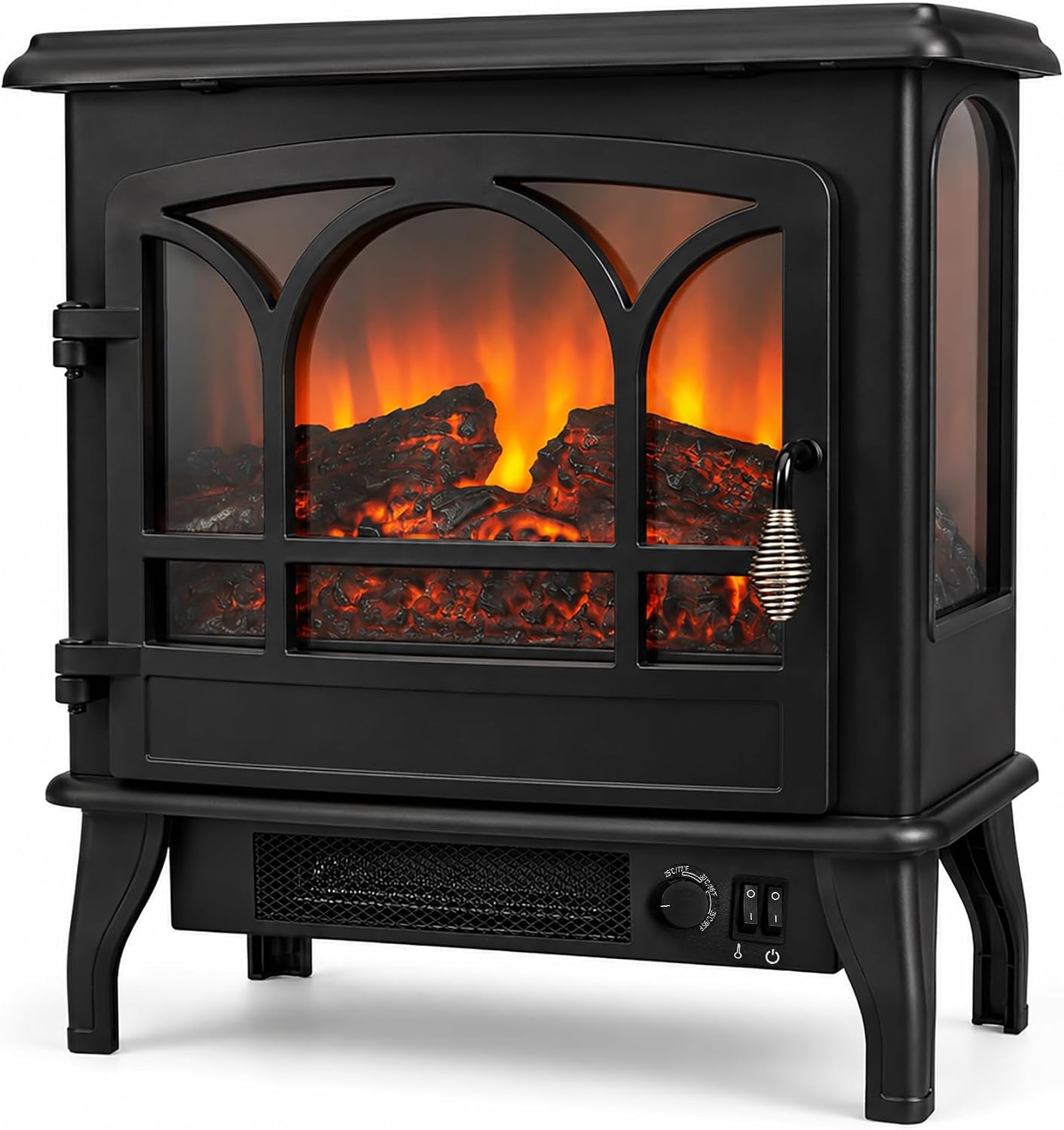 MEGAWISE 1400W Electric Fireplace Stove, 3-Sided View, LED Flame