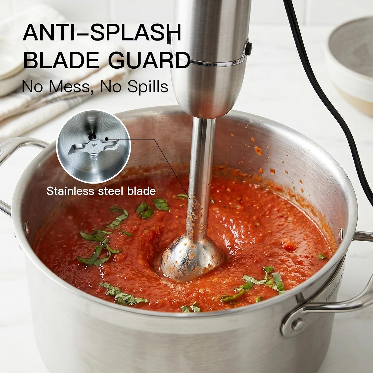 MEGAWISE HB-2080 Immersion Hand Blender, 1000W 5-in-1 Stick Blender