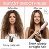 MEGAWISE Hair Straightener Brush, Ionic Ceramic Heated Hair Brush, Anti-Scald Hot Brush with Auto Shutoff, Dual Voltage, 360° Swivel Cord, for Frizzy Thick Medium Long Hair(Pink Gold)