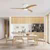 MEGAWISE 52 Inch Solid Wood Ceiling Fan with Lights, Remote Control, 6 Speeds,Noiseless,Reversible DC Motor (White)