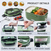 MEGAWISE 1.5L Electric Heated Lunch Box, Stainless Steel 3-in-1 Food Warmer for Adults, Portable Office, Car & Truck Lunch Container, Includes Utensils & Carry Bag (Army Green)