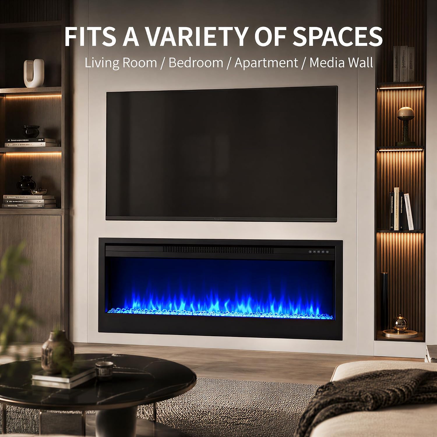 MEGAWISE 36-Inch Recessed Electric Fireplace Insert, 1400W Heater