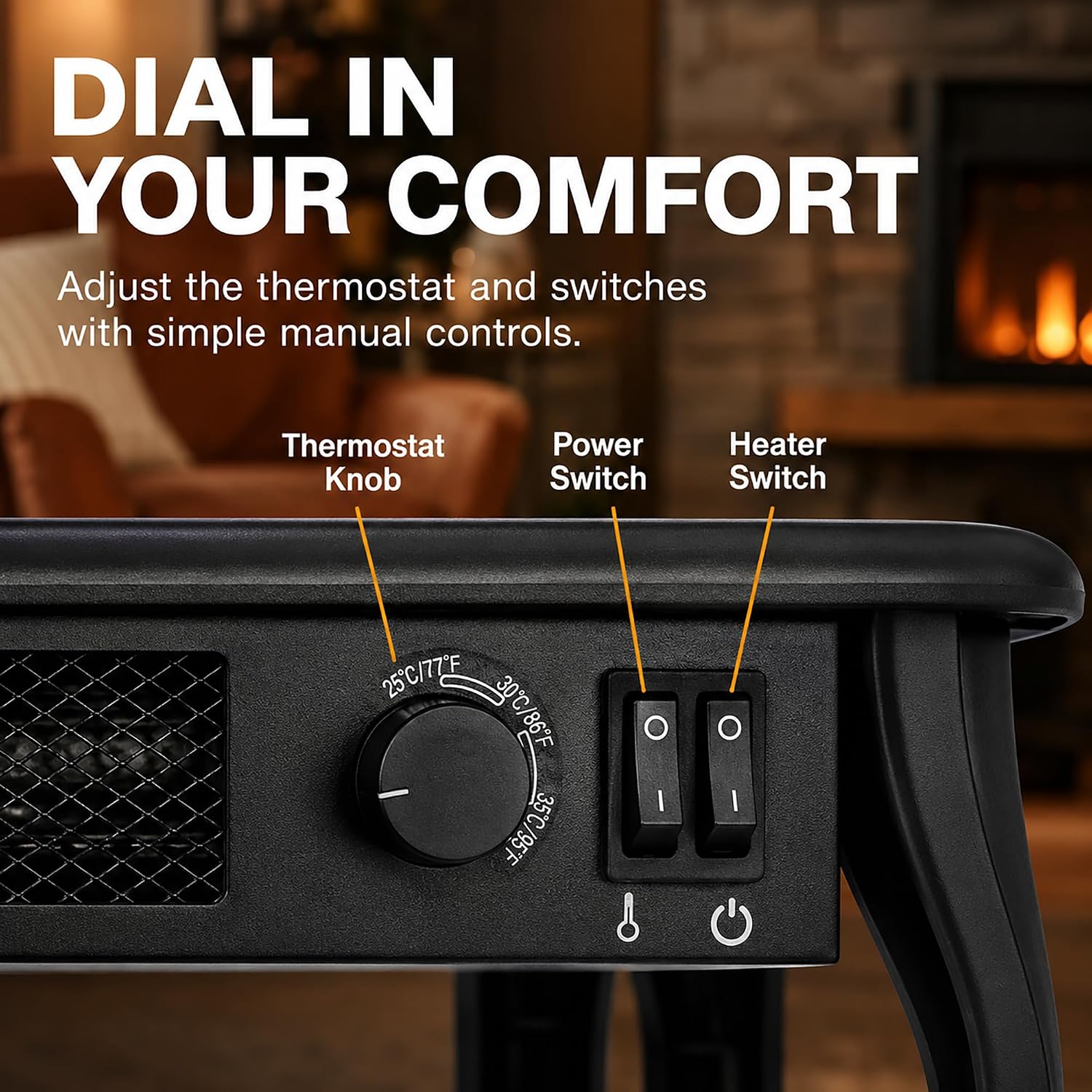 MEGAWISE 1400W Electric Fireplace Stove, 3-Sided View, LED Flame