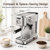 MEGAWISE Espresso Coffee Machine 20 Bar | Stainless Steel Compact Espresso Maker with Steam Milk Frother, Removable Tank | Home Cappuccino Latte Machine – Silver