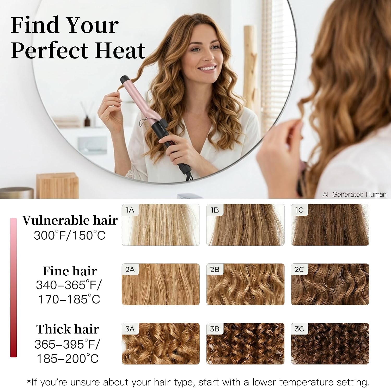 MEGAWISE Pro 1.25 Inch Ceramic Barrel Hair Curling Iron with 60s PTC Fast Heating, Anti-Scald Grip & Tip, Auto Shut Off, 360° Swivel Cord, 2 Clips & Heat-Resistant Glove Included