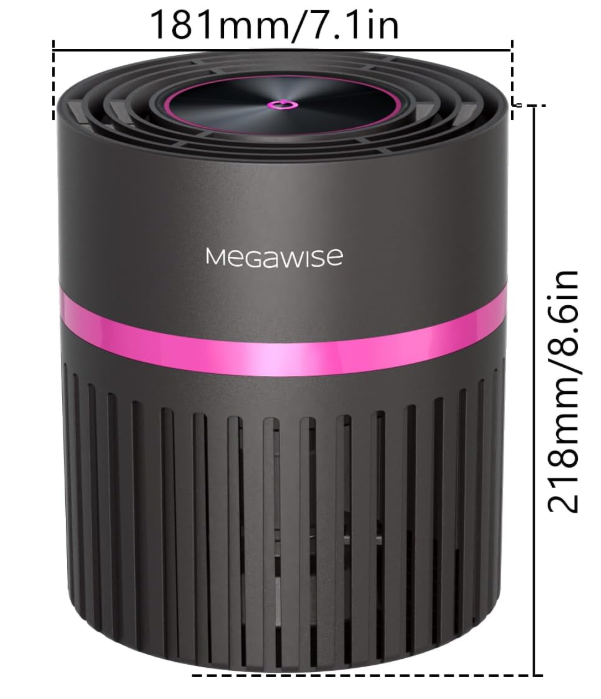 MEGAWISE H13 HEPA Air Purifier, 3-Stage, 24dB Sleep Mode