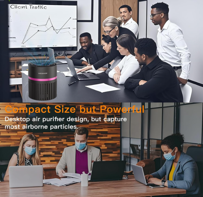MEGAWISE H13 HEPA Air Purifier, 3-Stage, 24dB Sleep Mode