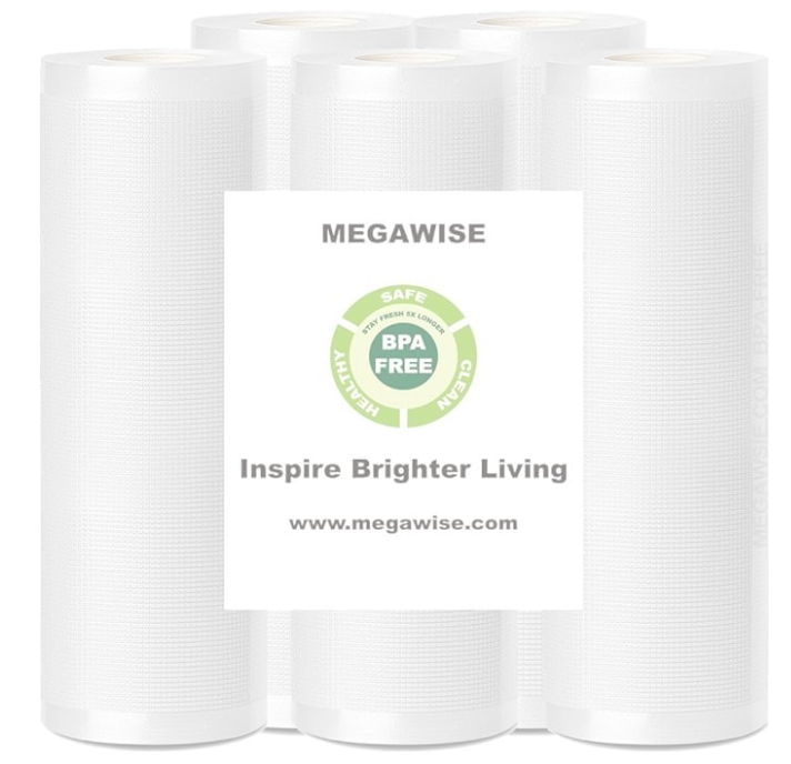 MEGAWISE Embossed Vacuum Sealer Rolls, BPA-Free Food Storage Bags