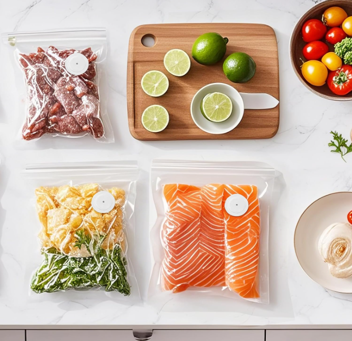 MEGAWISE Vacuum Sealer Bags, Reusable Food Storage Bags with Double Zip Sea