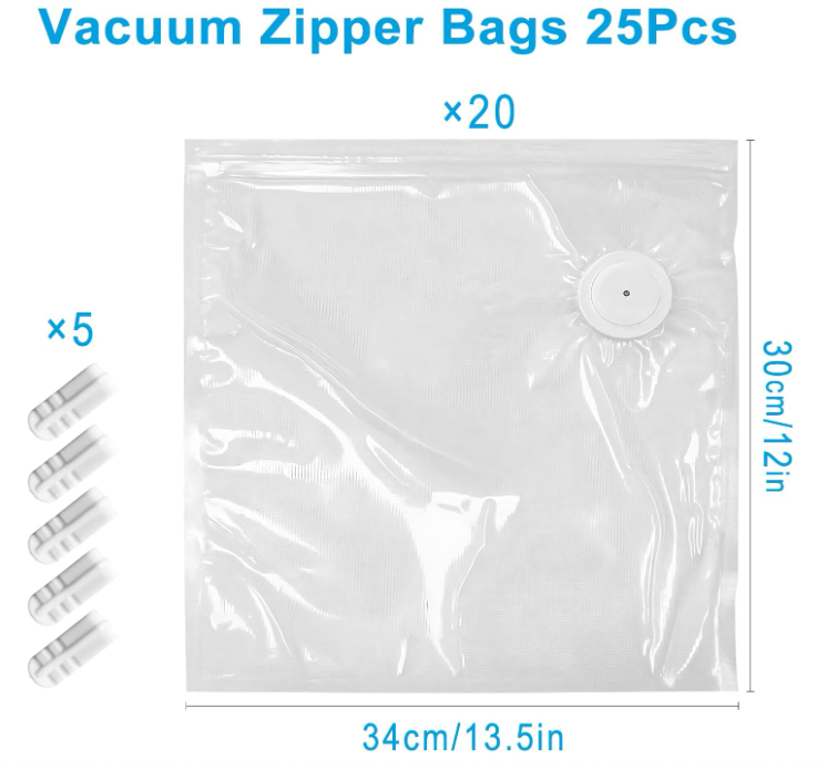 MEGAWISE Vacuum Sealer Bags, Reusable Food Storage Bags with Double Zip Sea
