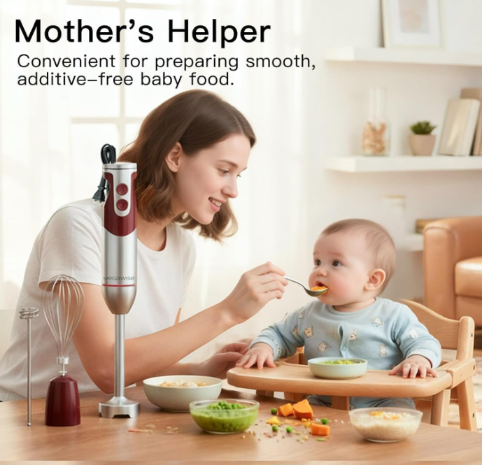 MEGAWISE 1000W Immersion Hand Blender with Multiple Attachments