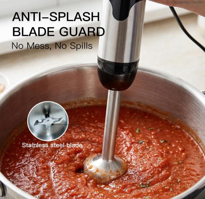 MEGAWISE 800W 5-in-1 Immersion Blender, Steel Stick Blender for Kitchen