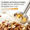 MegaWise 3‑in‑1 Immersion Hand Blender, 12‑Speed Titanium Stainless Steel Stick Blender with Whisk & Milk Frother
