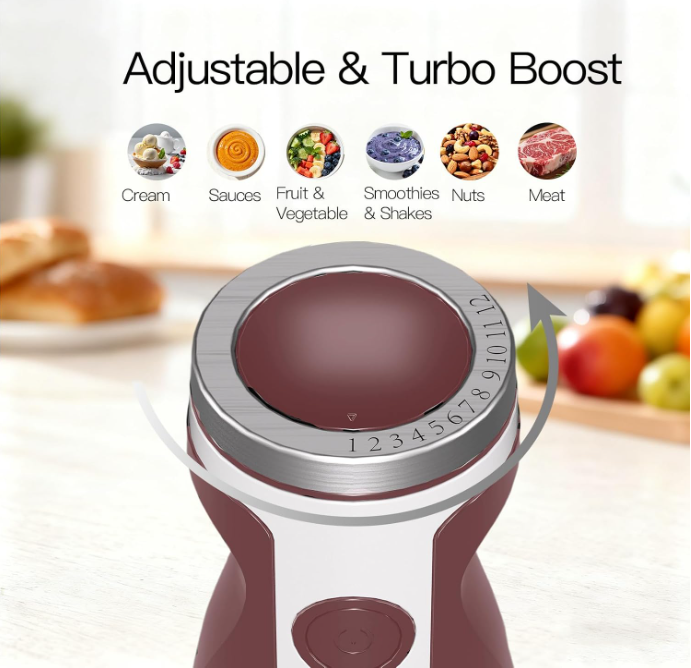 MegaWise 3-in-1 Hand Blender Set with Variable Speed Control, 400W Immersion Blender - Includes Whisk, Milk Frother, Chopper, and Beaker for Smoothies, Soups, and Baby Food
