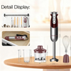 MegaWise 5-in-1 Hand Blender Set with Variable Speed Control, 400W Immersion Blender - Includes Whisk, Milk Frother, Chopper, and Beaker for Smoothies, Soups, and Baby Food