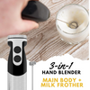 MegaWise 3‑in‑1 Immersion Hand Blender, 12‑Speed Titanium Stainless Steel Stick Blender with Whisk & Milk Frother