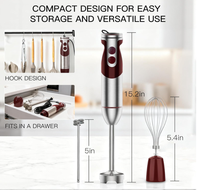 MEGAWISE 1000W Immersion Hand Blender with Multiple Attachments