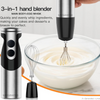 MegaWise 3‑in‑1 Immersion Hand Blender, 12‑Speed Titanium Stainless Steel Stick Blender with Whisk & Milk Frother
