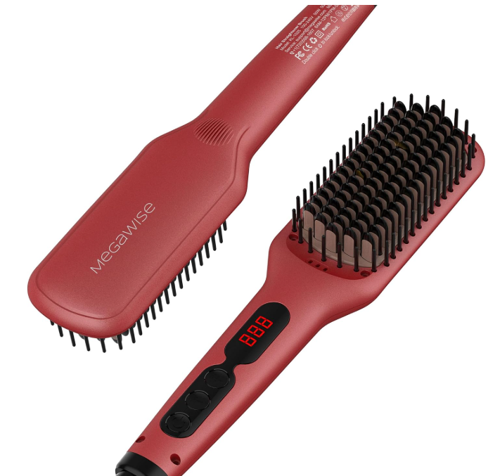 MEGAWISE Ionic Ceramic Hair Straightener Brush with LED Display