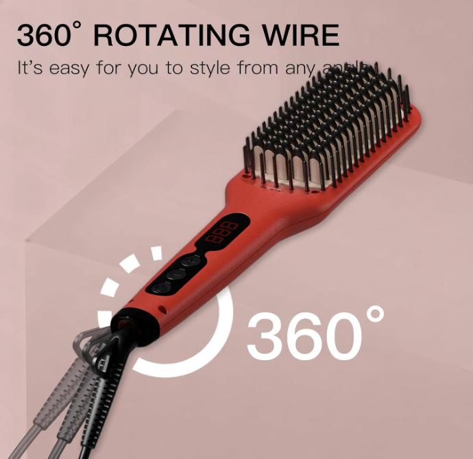 MEGAWISE Ionic Ceramic Hair Straightener Brush with LED Display