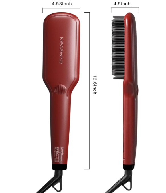 MEGAWISE Ionic Ceramic Hair Straightener Brush with LED Display