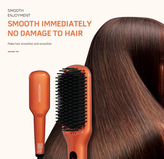 MEGAWISE Hair Straightener Brush, Ceramic Ionic, up to 450°F
