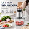 MEGAWISE Electric Food Chopper 800W, Dual-Speed Meat Grinder with1.2L 304# Stainless Steel Bowl & 2.2L Glass Bowl, BPA-Free Food Processor for Meat, Vegetables, and Nuts
