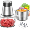 MEGAWISE Electric Food Chopper 800W, Dual-Speed Meat Grinder with1.2L 304# Stainless Steel Bowl & 2.2L Glass Bowl, BPA-Free Food Processor for Meat, Vegetables, and Nuts