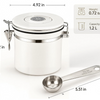 MEGAWISE 1.2L Airtight Coffee Canister with Degassing Valve & Scoop