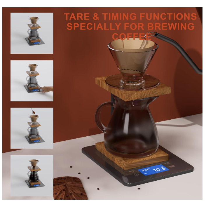 MEGAWISE Coffee Scale with Timer, 0.1g, 2kg, Pour Over & Espresso