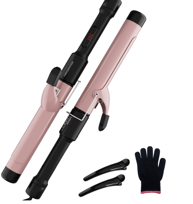 MEGAWISE Ceramic Curling Iron, Adjustable Temp Dual Voltage Hair Curler