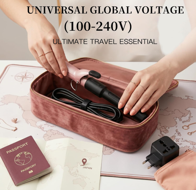 MEGAWISE Ceramic Curling Iron, Adjustable Temp Dual Voltage Hair Curler