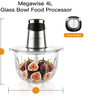 MEGAWISE 500W Electric Food Chopper, 4L Glass Bowl Meat Grinder for Kitchen
