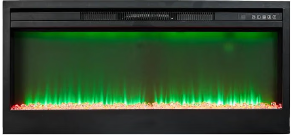 MEGAWISE 43-Inch Built-in Electric Fireplace Insert, 1400W, Remote, Black