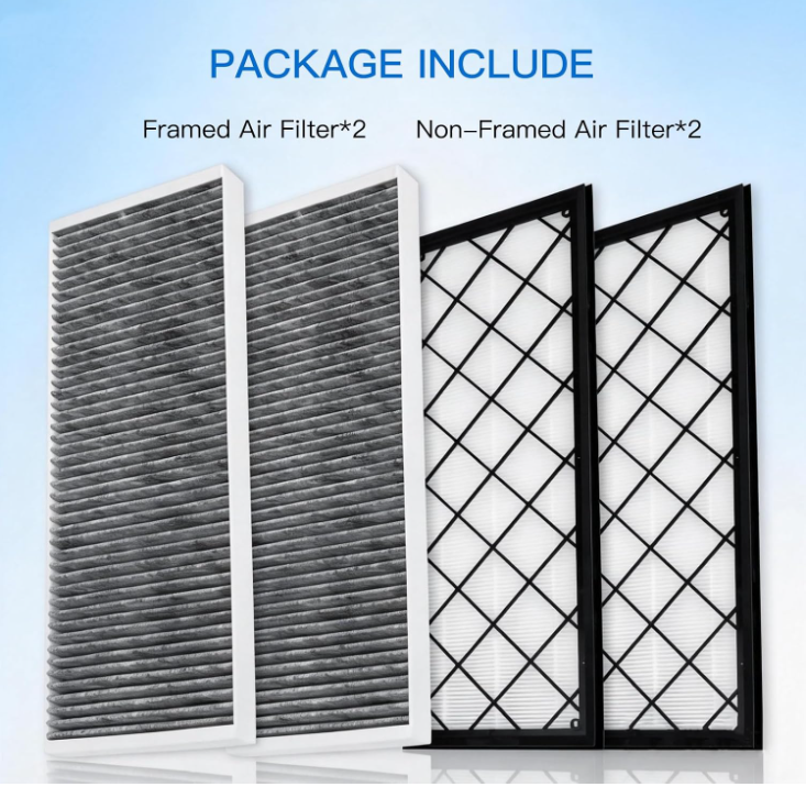 MEGAWISE 4-pack Tesla Model Y air intake filter, activated carbon, OEM fit
